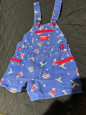 Vintage 1980 OshKosh B'Gosh nautical bib romper short overalls 2T